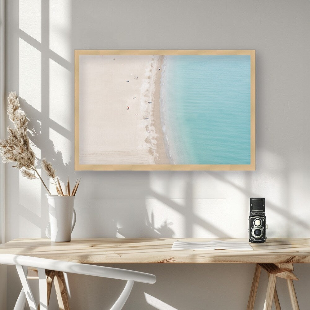 Beach Life Italy Framed Textured Wall Art - Coastal Decor for Living Room, Bedroom & Office | Vintage Italian Seascape Painting | Perfect Beach House & Vacation Home Decor