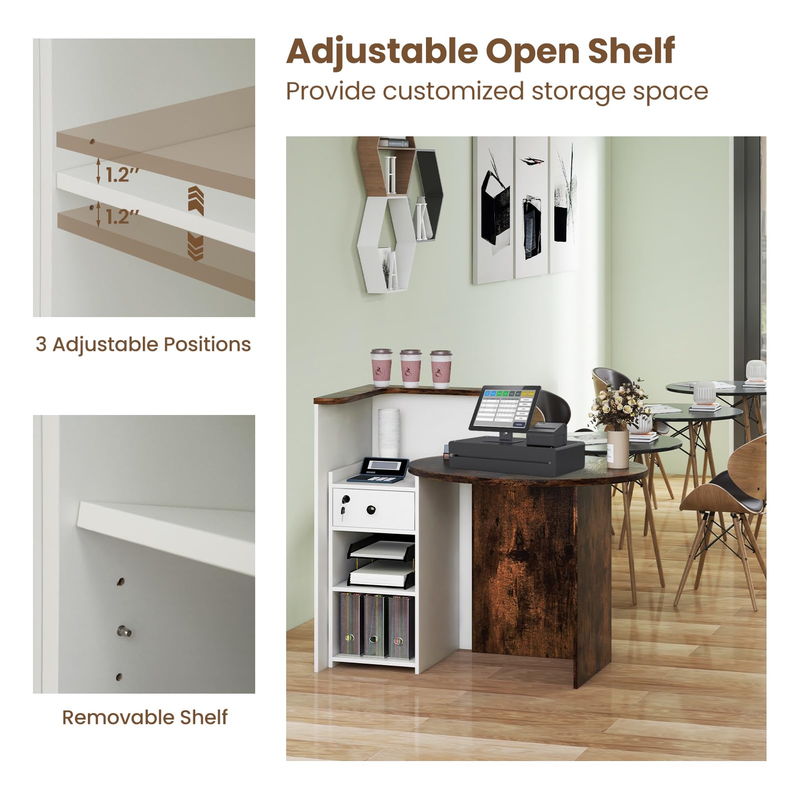 Giantex Reception Desk with Lockable Drawer - 63