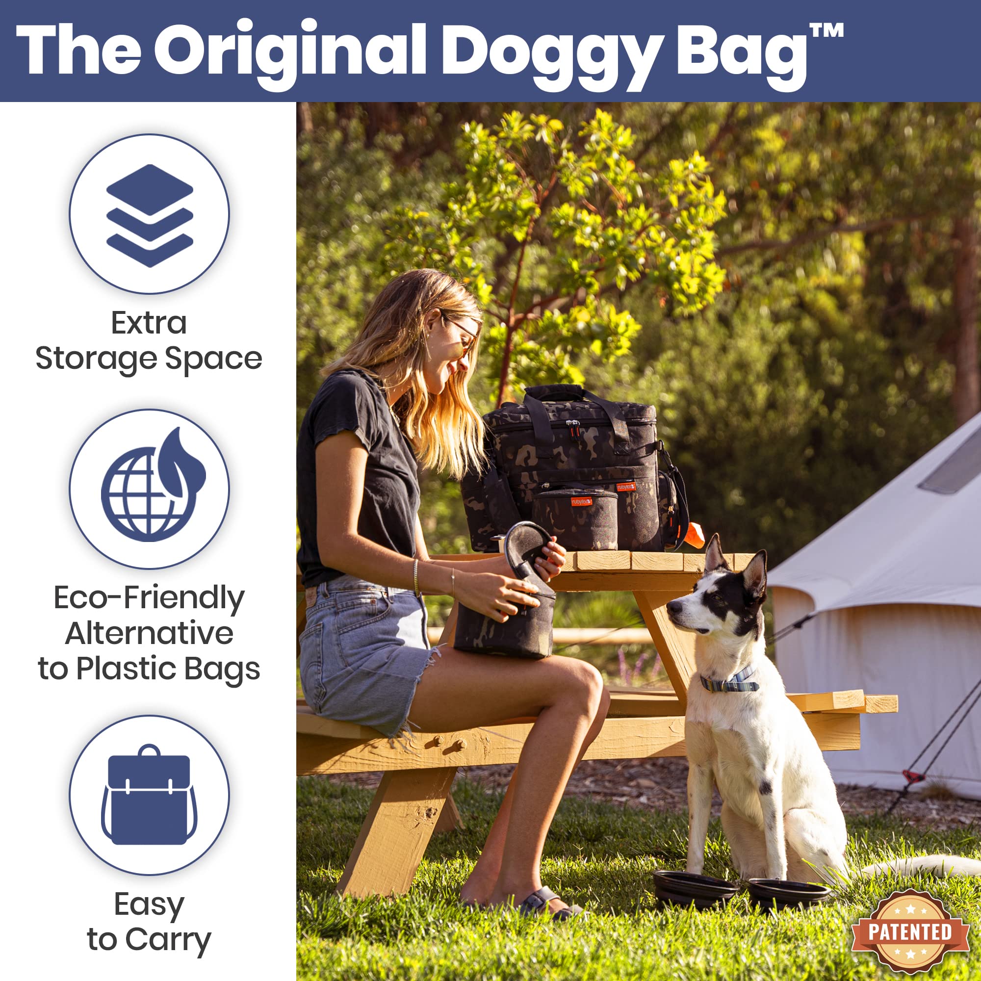 The Original Doggy Bag™ - Premium Dog Travel Bag for Supplies & Accessories - Perfect Gift for Dog Owners - Includes 2 BPA-Free Travel Bowls & 2 Food Containers - Pet Travel Kit for Road Trips, Camping, RV & Outdoor Adventures
