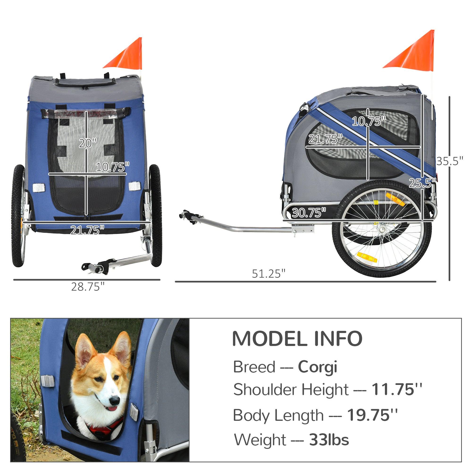 Premium Dog Bike Trailer - Heavy Duty Pet Bicycle Wagon with 3 Entry Points, Large Off-Road Wheels & Mesh Screen - Blue/Grey - Perfect for Outdoor Adventures, Camping & Beach Trips