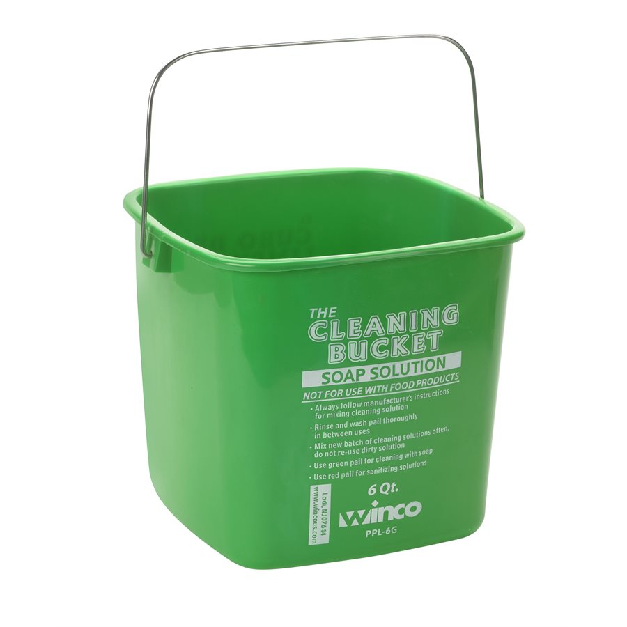 Winco PPL 6G 6 Quart Sanitizing Bucket - Green | Commercial Food Grade Cleaning & Sanitizing Solution for Restaurants, Kitchens & Food Service