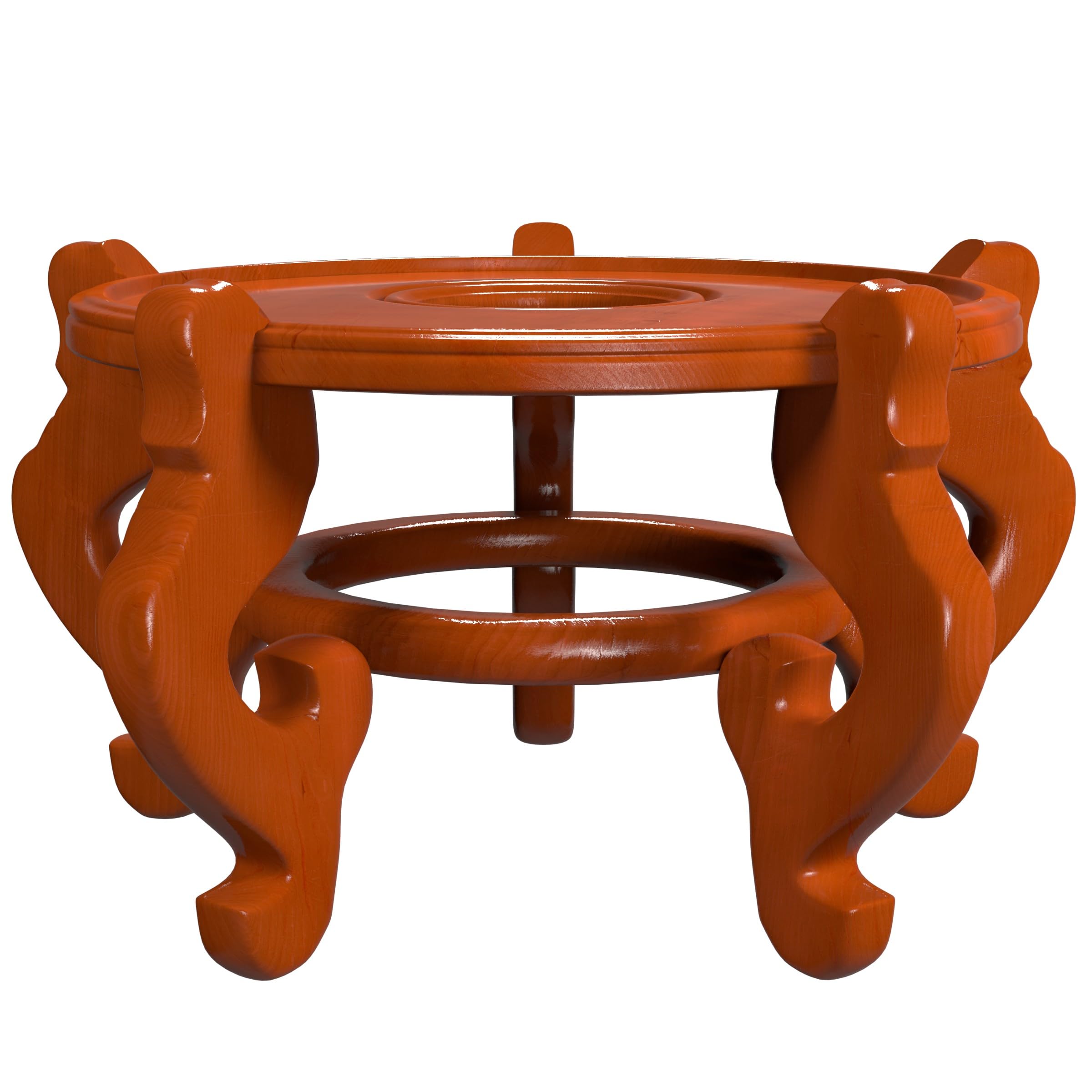 Premium Red Lantern Rosewood Fishbowl Stand - Honey Finish - 14.5 Inch Base Diameter - Perfect for Home Decor, Aquarium Display & Feng Shui Arrangement