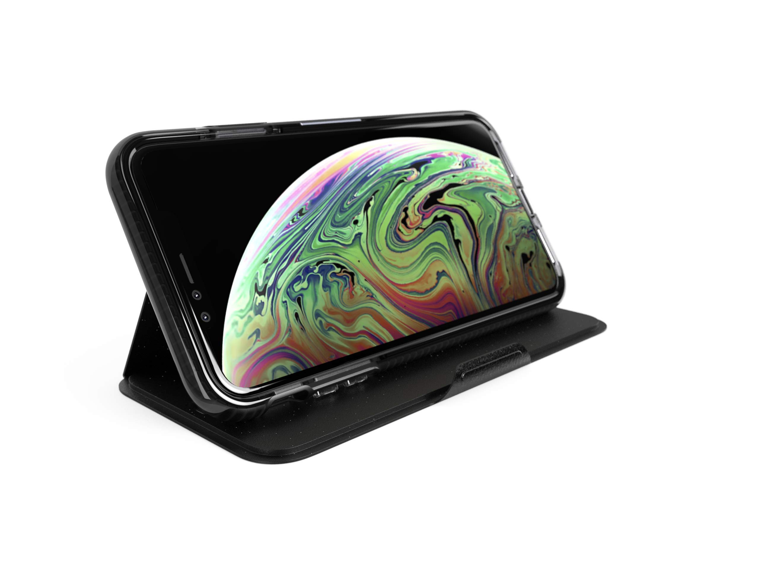 Tech21 Evo Wallet Case for Apple iPhone X/XS - Magnetic Closure Protective Cover with Card Storage (Black) | Slim & Secure for Everyday Use, Travel & Business