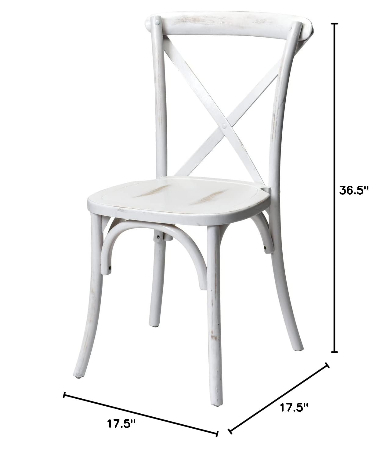 White Wash Crossback Dining Chairs - Commercial Seating for Restaurants & Cafes - Set of 1 - Perfect for Indoor Dining Rooms, Kitchen Tables & Bistro Settings