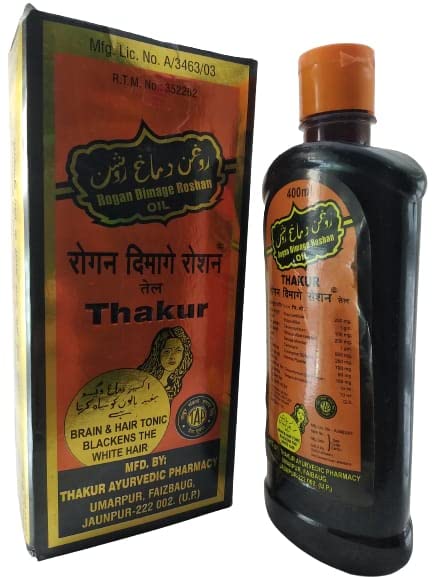 URJUWANI Thakur Rogan Dimage Roshan Hair Oil 400ml - Natural Ayurvedic Hair Growth Treatment for Dry & Damaged Hair - Promotes Shine & Strength - Perfect for Daily Hair Care & Scalp Massage