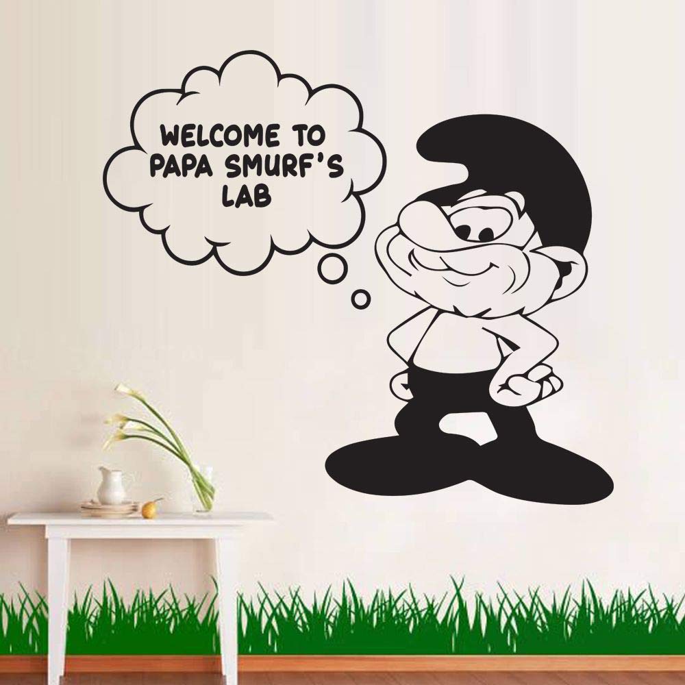 Papa Smurf's Lab Smurfs Cartoon Wall Sticker Decal - 30x30 Inch Vinyl Wall Art for Kids Room, Bedroom, Nursery & Kindergarten - Fun Home Decor for Girls & Boys - Perfect for Themed Parties & Playrooms