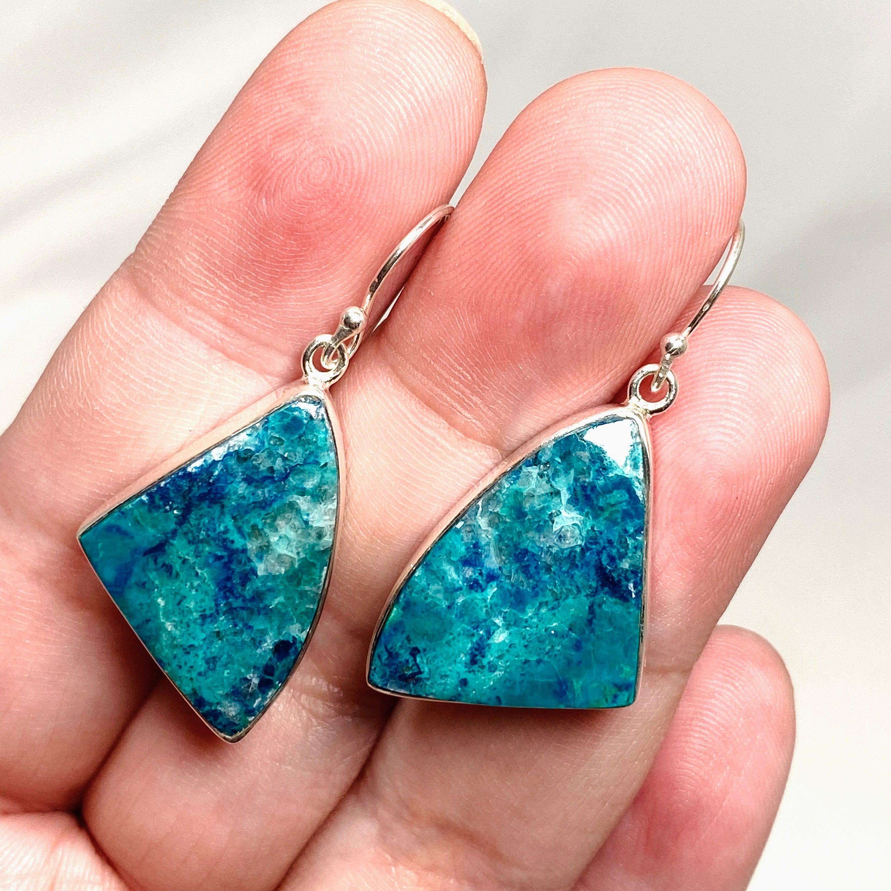 Shattuckite Freeform Earrings KEGJ1494 - Handmade Boho Gemstone Jewelry for Women - Perfect for Casual Wear, Parties & Gifts