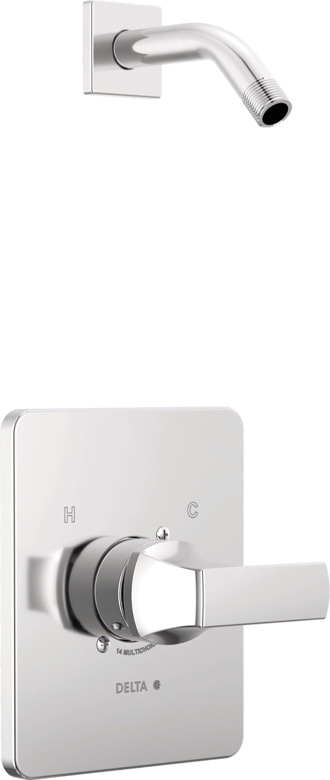 Delta Faucet Velum 14 Series Single-Function Chrome Shower Valve Trim Kit with Handle - T14237-LHD (Shower Head & Valve Sold Separately) - Perfect for Bathroom Renovation & Modern Shower Upgrades