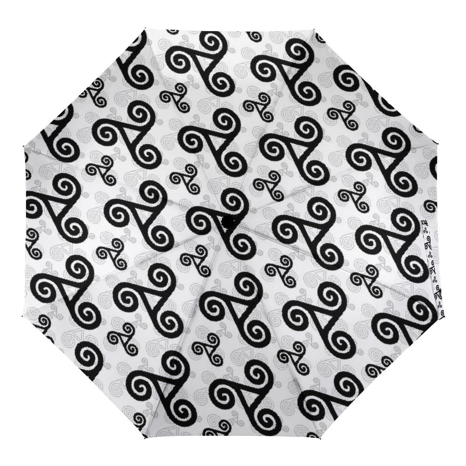 Windproof Compact Travel Umbrella - 8 Rib Geometric Design, Auto Open/Close, Waterproof & Portable for Outdoor Activities, Commuting and Travel