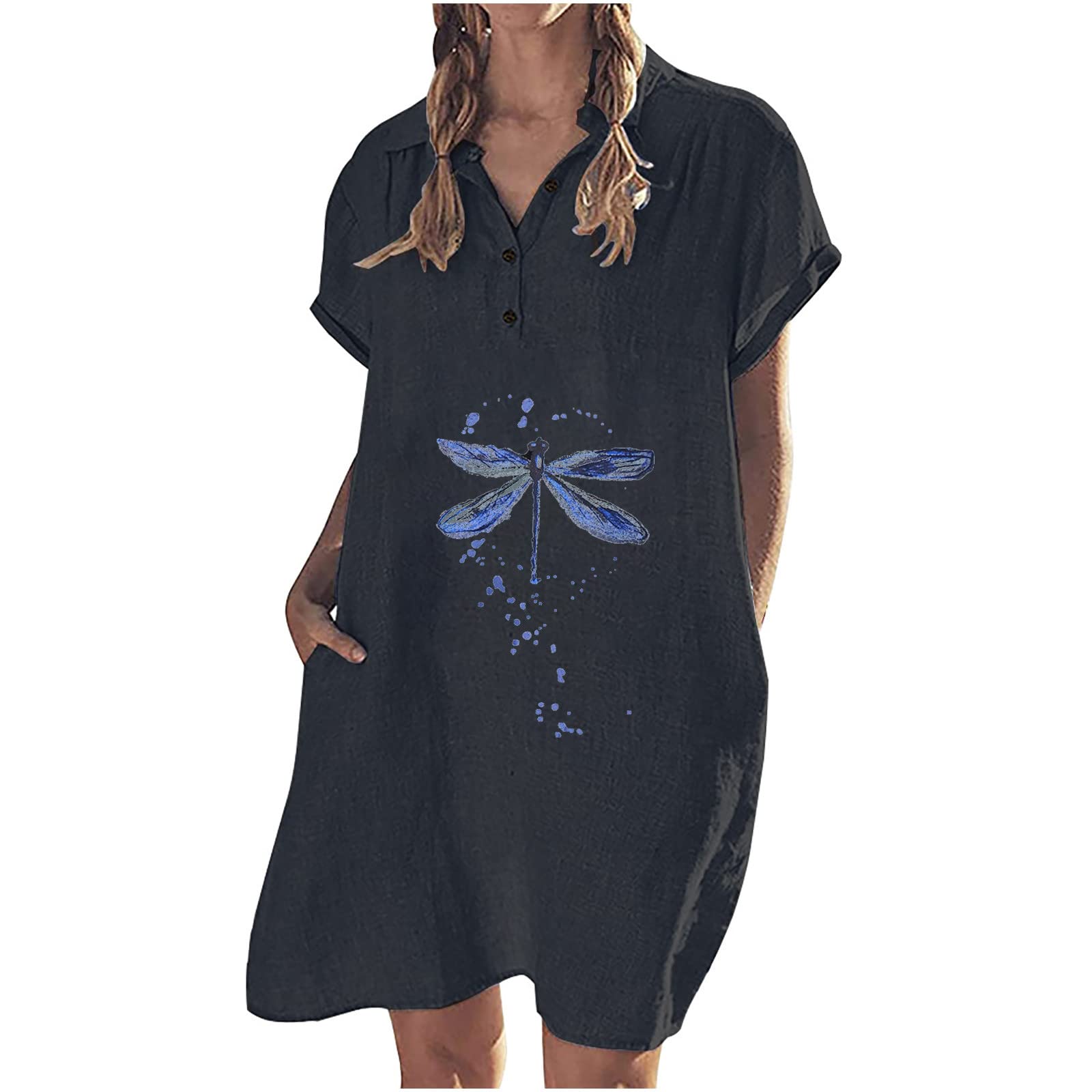 ICQOVD Women's Summer Casual Loose Floral Print Swing Sundress - Romantic Beach Dress for Vacation, Outdoor Parties & Date Nights