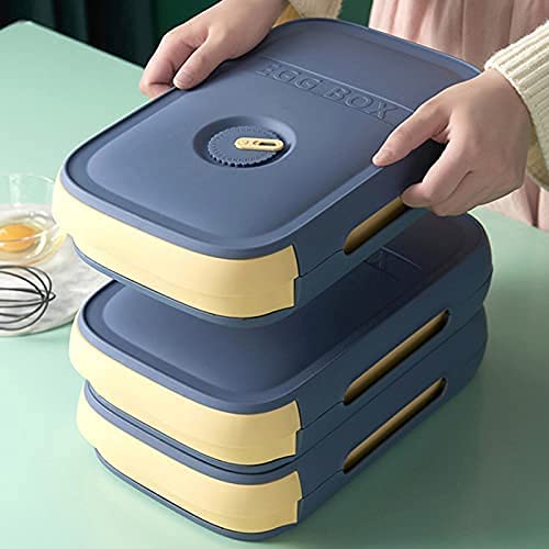 ONPRIX Refrigerator Egg Storage Container - 18-21 Egg Capacity, Airtight Lid, Drawer Design for Freshness - Perfect for Kitchen, Fridge Organization & Food Storage (Blue)
