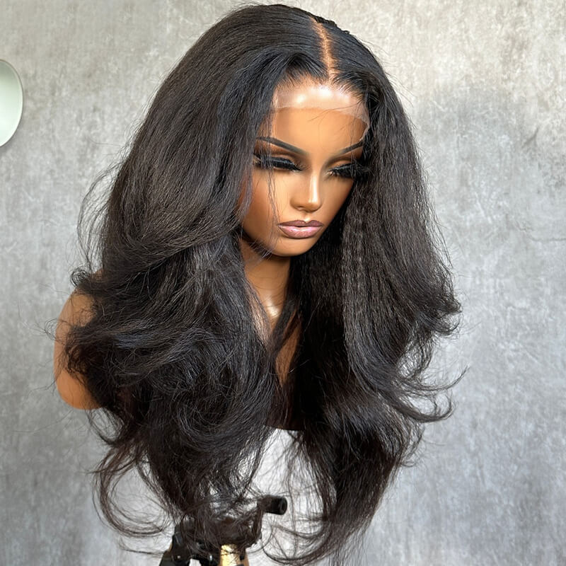 #1B Kinky Straight Layered Cut
