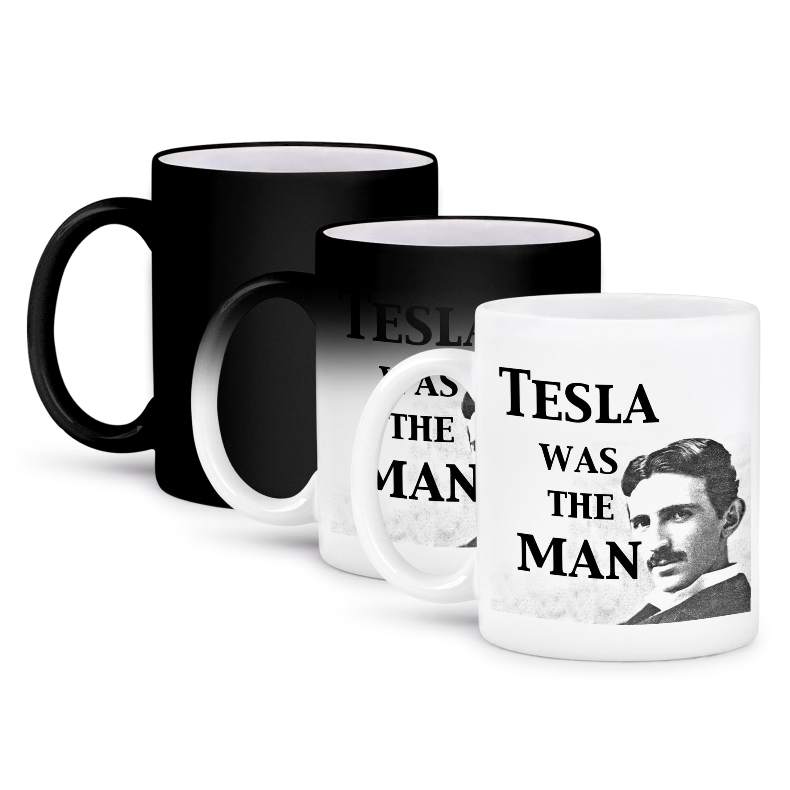 3D Rose Nikola Tesla Scientist Science Humor Magic Transforming Mug - 11 oz Ceramic Coffee Cup with Color Changing Design - Perfect Gift for Science Lovers, Engineers & History Buffs - Great for Office, Home or Classroom Use