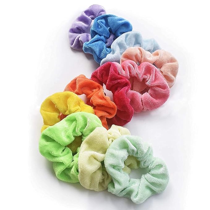 Shidara Velvet Scrunchies Hair Ties - Soft Elastic Flannel Hair Bands for Women, 10-Piece Set in Multi Colors | Perfect for Workouts, Office, and Everyday Hairstyles