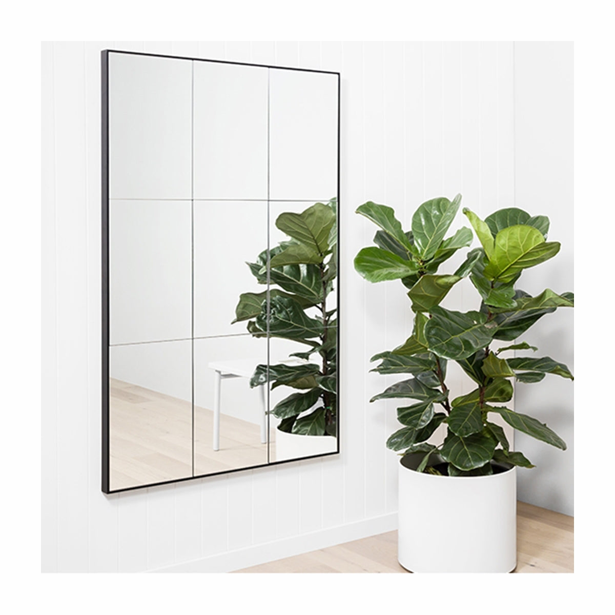 Black Loft Medium Wall Mirror - Elegant & Modern Home Decor for Bedroom, Living Room, or Entryway