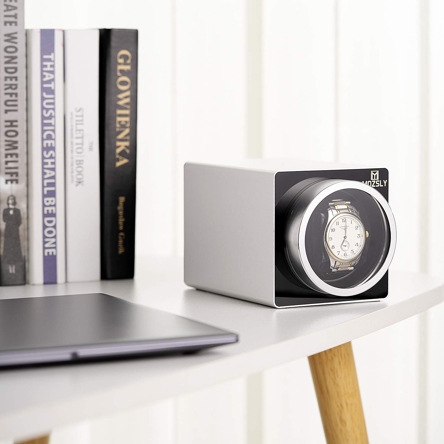MOZSLY Single Watch Winder for Automatic Watches - 12 Rotation Modes, Ultra Quiet Motor, Premium Metal Case - Perfect for Watch Collectors & Luxury Timepiece Storage at Home/Office