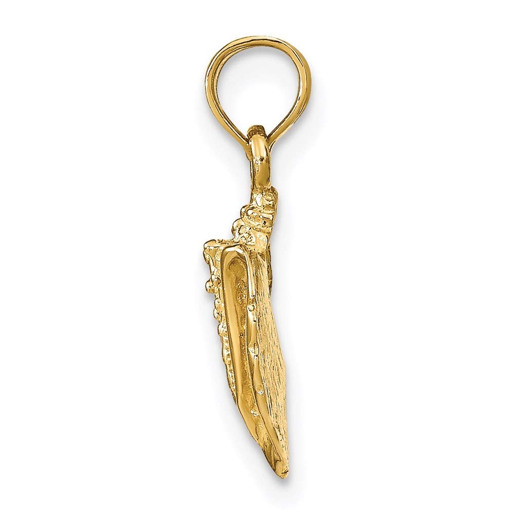 14k Yellow Gold Conch Shell Pendant - Elegant Black Bow for Beach & Party Wear