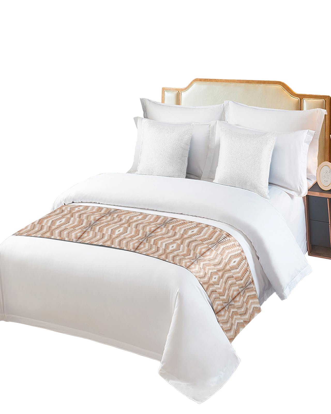 Orange Brown Ombre Bed Runner for Full/Queen Size Bed - 83x20 Inch Modern Geometric Abstract Design - Bedspread Protector, Slipcover, Bed Scarf for Foot of Bed - Perfect for Bedroom, Hotel & Wedding Decor