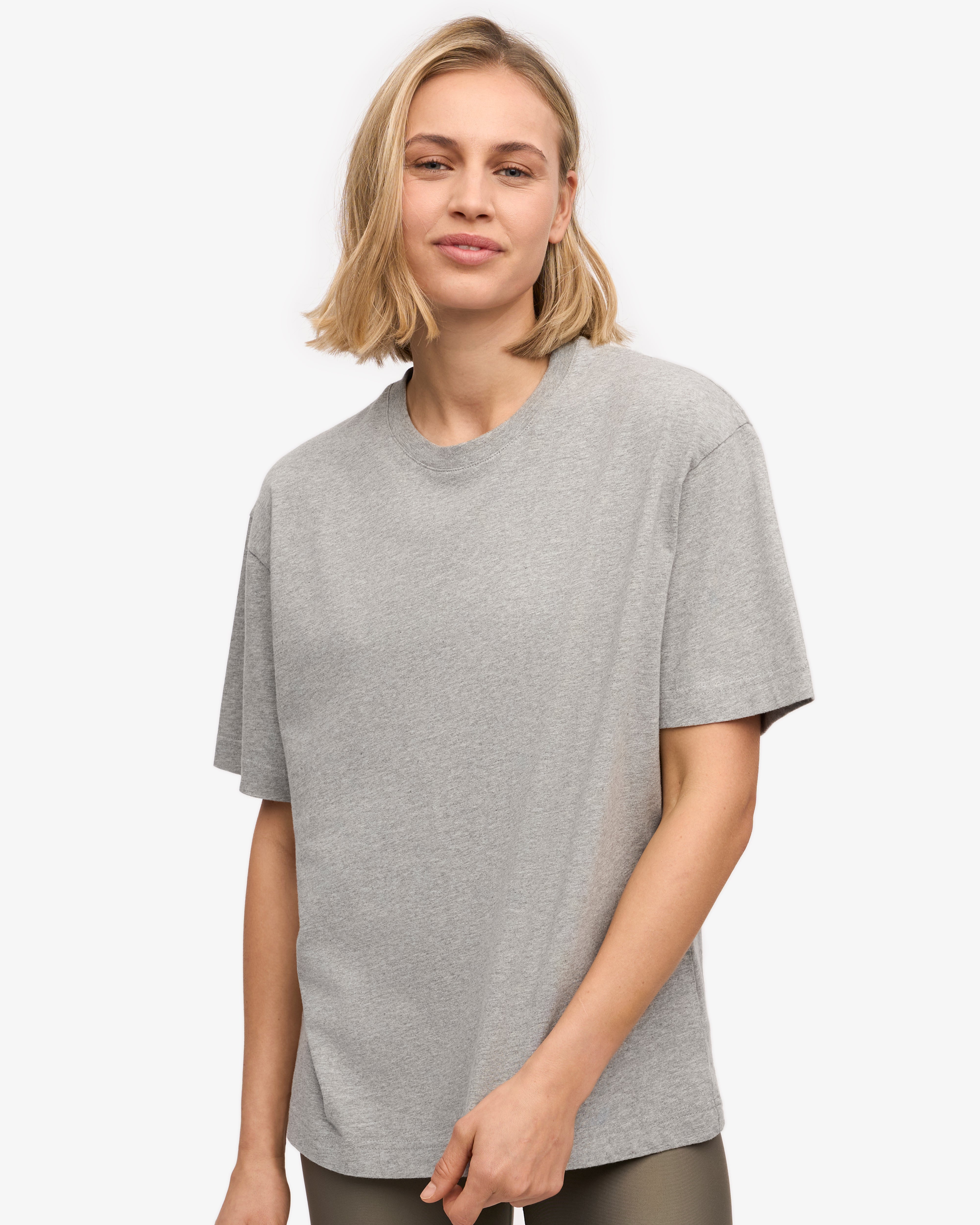 Oversized Organic Cotton T-Shirt for Women - Soft Heather Grey - Perfect for Casual Wear, Loungewear & Everyday Comfort