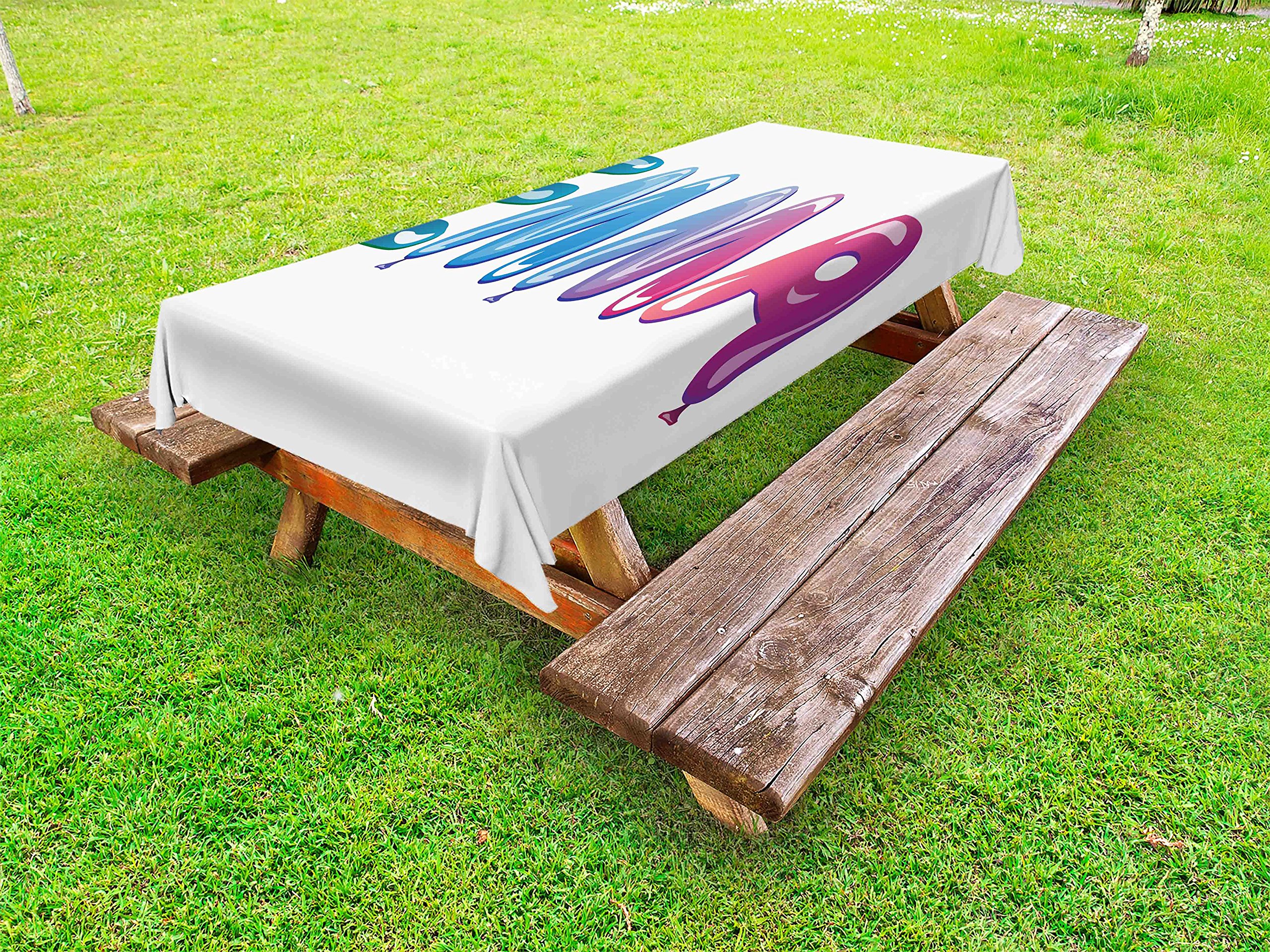 Ambesonne Emma Outdoor Tablecloth - Feminine Girl Name Design with Ornate Balloons, Decorative Washable Picnic Table Cover 58