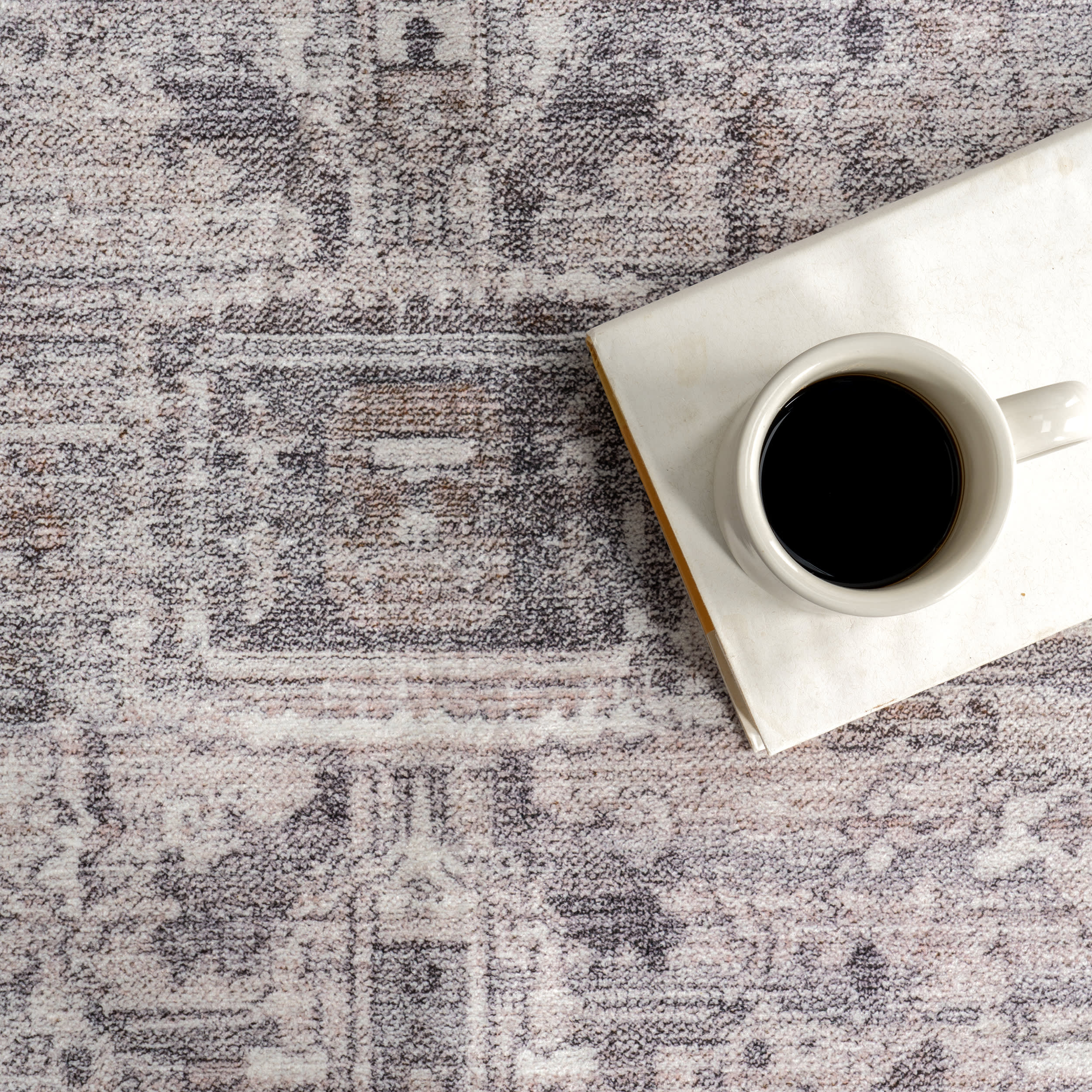Atrium Medallion Spill Proof Washable Rug - Stain Resistant Non-Slip Area Carpet in Grey | Perfect for Living Room, Bedroom & High Traffic Areas