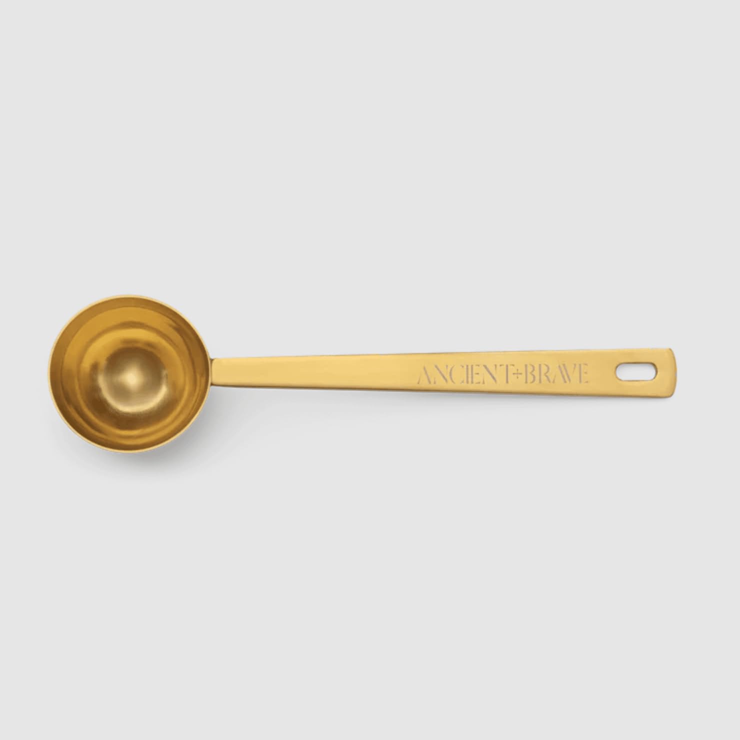 Ancient + Brave - Gold Stainless Steel Ritual Scoop Measuring Spoon for Collagen Supplements & Powders - Precise Approximate Measure - Elegant Gift Box Included - Perfect for Coffee, Tea, Protein Shakes & Baking