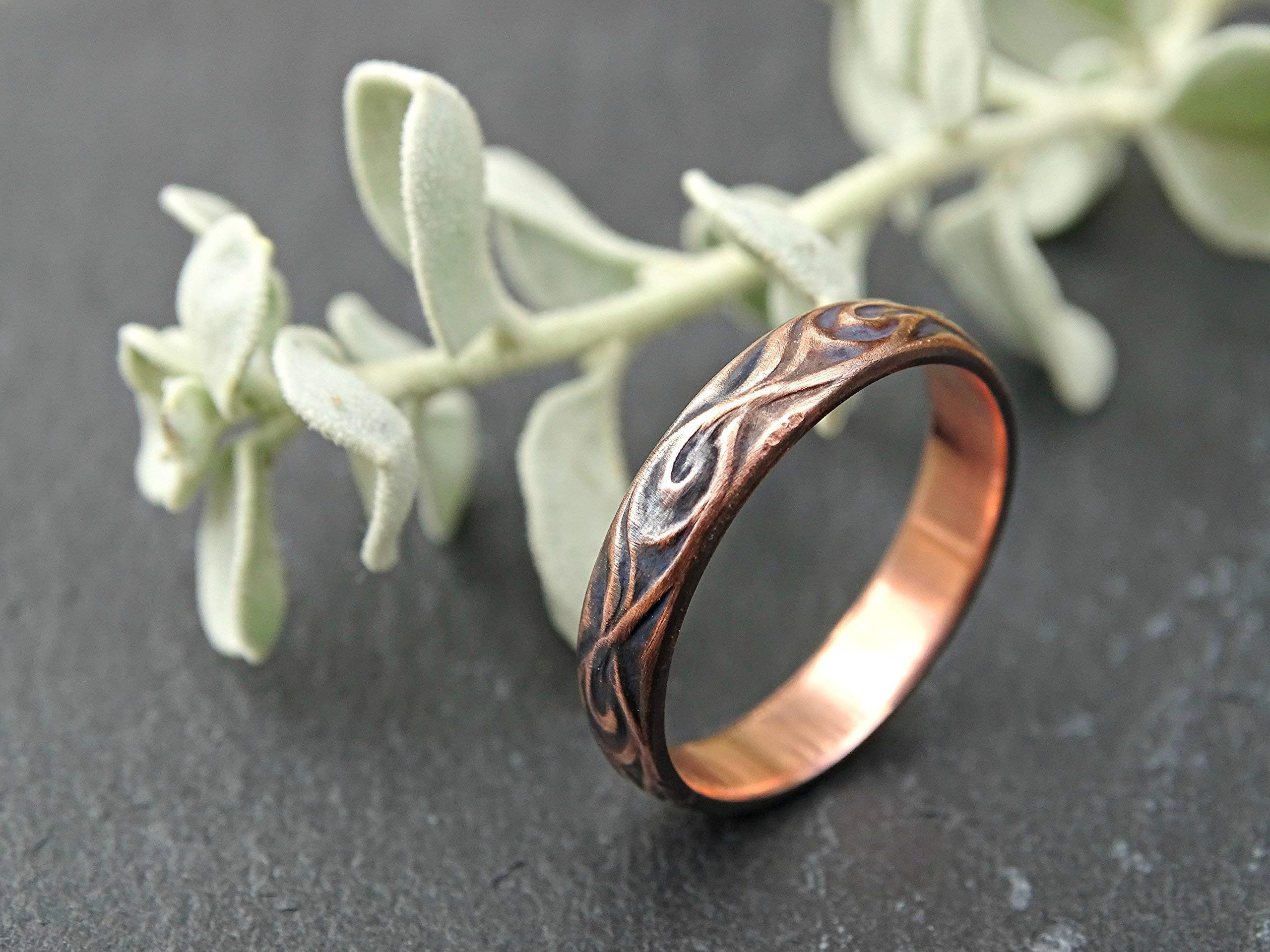 Textured Copper Ring for Men & Women - Handmade Wedding Band, Engagement Ring, Anniversary Gift - Perfect for 7th Year Celebration, Commitment Ceremonies & Personalized Jewelry - Ideal for Everyday Wear, Romantic Occasions & Special Gifts