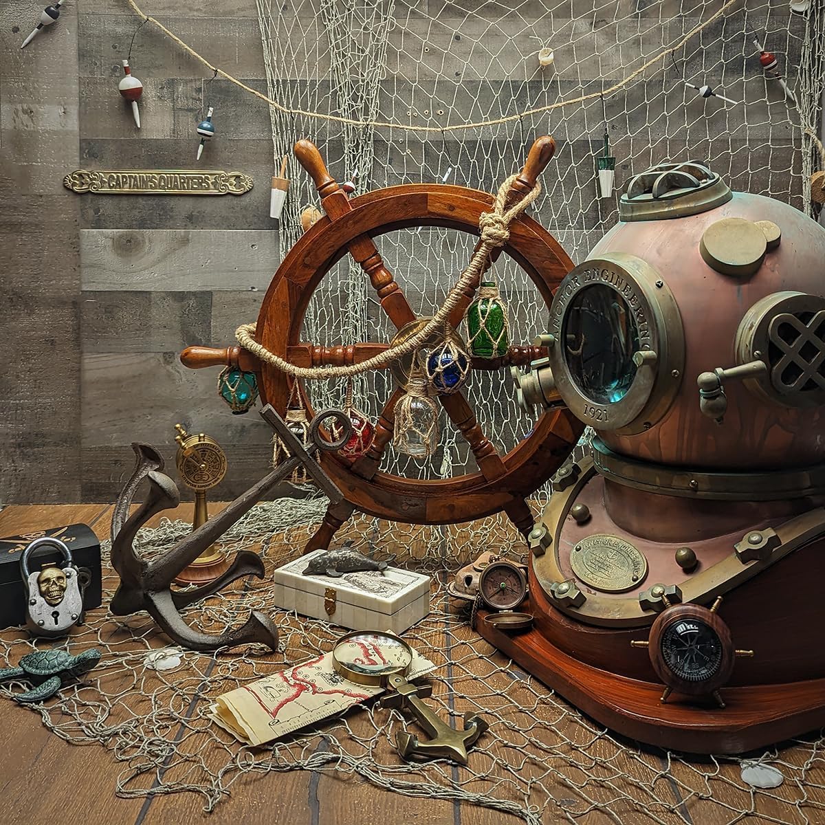 Nagina International 48-Inch Nautical Handcrafted Wooden Ship Wheel - Pirate Themed Wall Decor, Home & Office Decoration - Perfect for Coastal, Beach House, or Maritime Theme Interiors
