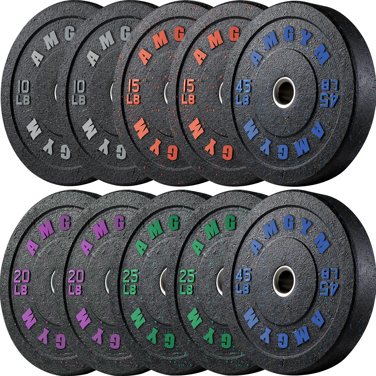 Premium 2 Inch Bumper Plates Set (10-500lbs) - Olympic Weight Plates for Strength Training, CrossFit & Powerlifting - Durable High-Bounce Rubber Plates for Home Gym, Weight Lifting & Floor Protection - Perfect for Garage Gym, Functional Fitness & Professional Training
