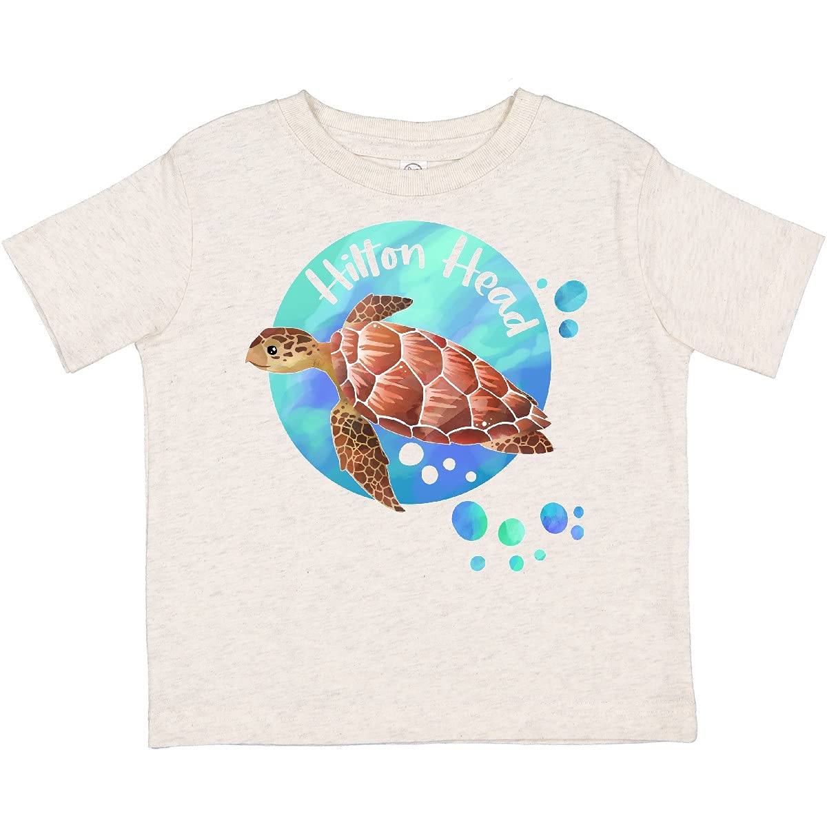 Inktastic Hilton Head Sea Turtle and Bubbles Toddler T-Shirt - Cute Baby Boy & Girl Tee for Beach Vacation, Summer Outfits, and Family Photos