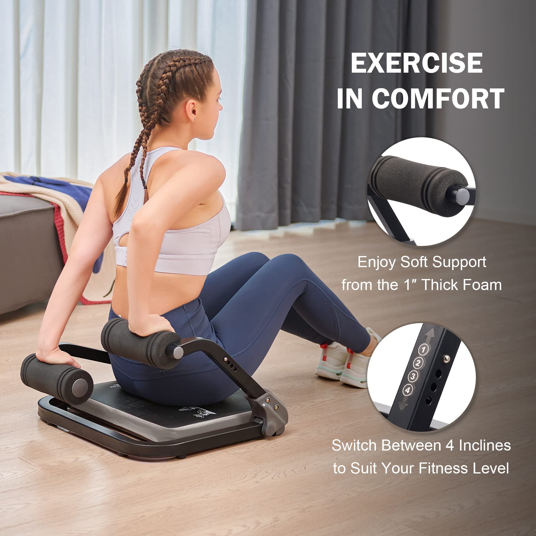 ZELUS 2-in-1 Ab Machine with Resistance Bands - Adjustable 4-Level Intensity Core Trainer for Home Gym | Full Body Workout Equipment with Rebound Assist | Perfect for Home Fitness, Strength Training & Toning Exercises