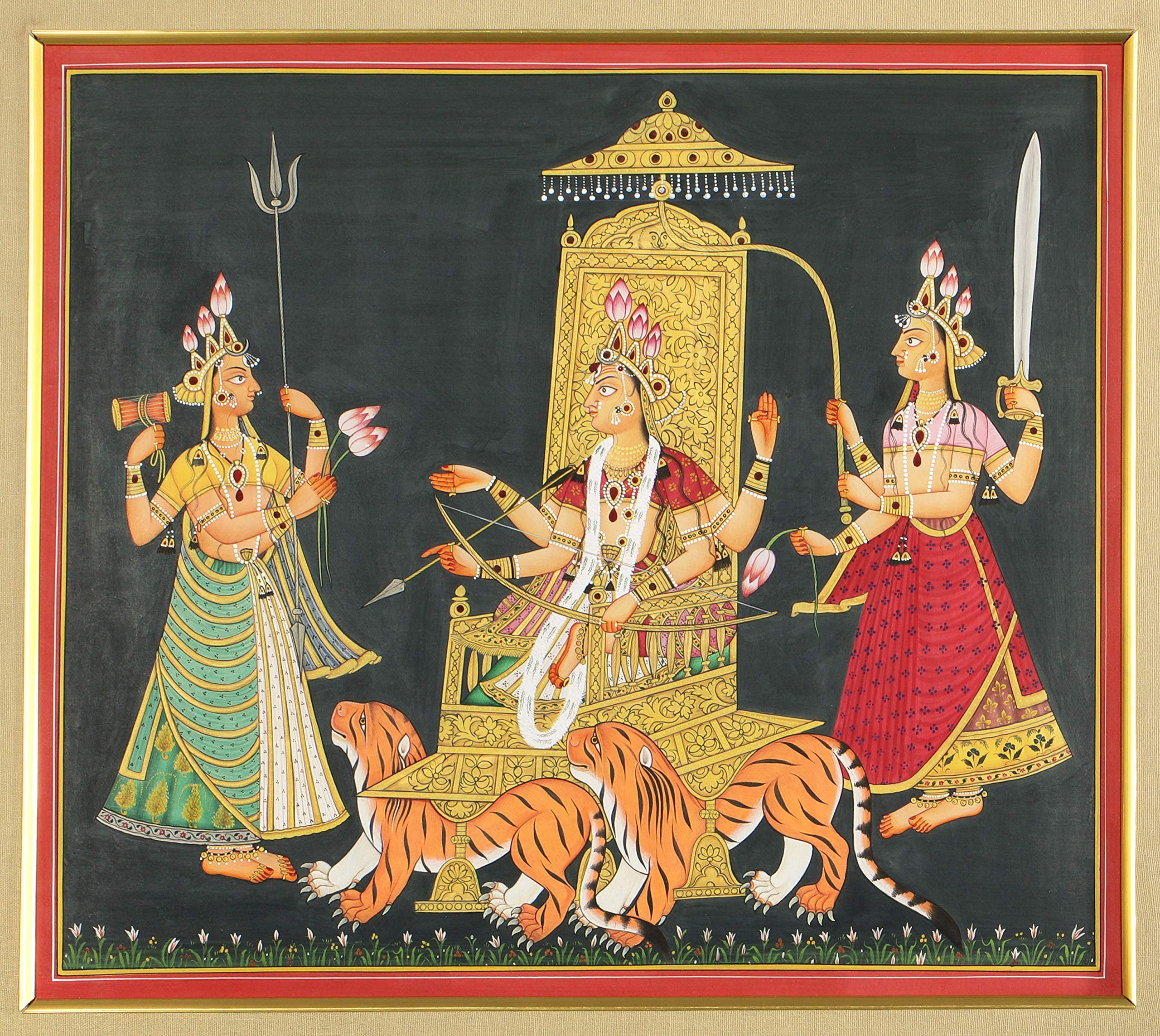 Exotic India Mahadevi's Emergence from Cosmic Void - Watercolor Painting on Paper - Perfect for Home Decor, Yoga Studios & Spiritual Spaces