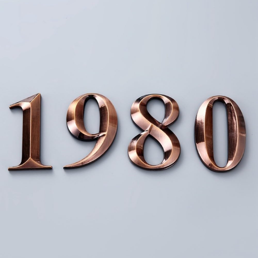 3D Bronze Self-Adhesive House Numbers 0-9 - Waterproof Mailbox Address Numbers for Outdoor Use on Doors, Garbage Bins & Mailboxes - Perfect for Home, Office & Apartment Identification
