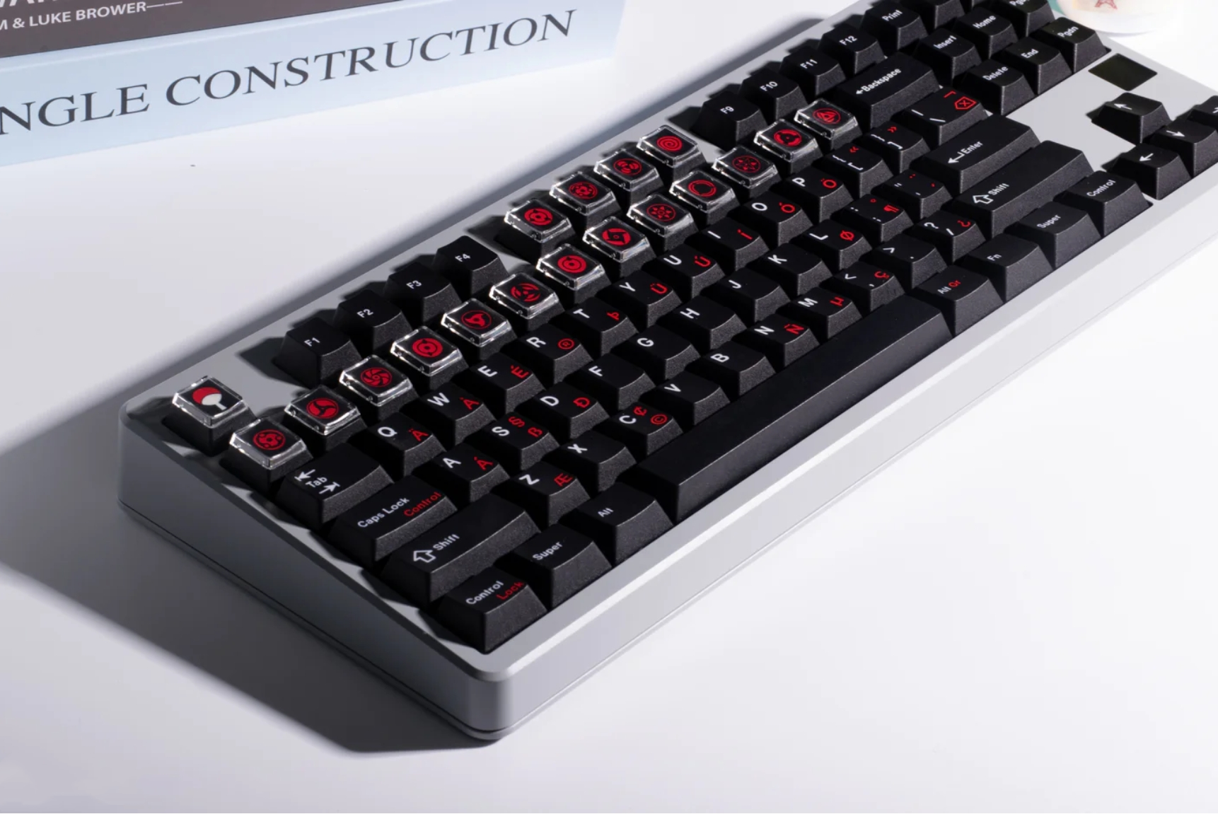 Naruto Sharingan 18-Piece Custom Keycap Set - Heat Sublimated Transparent Keycaps for Mechanical Keyboards | Perfect for Gaming, Typing & Anime Fans
