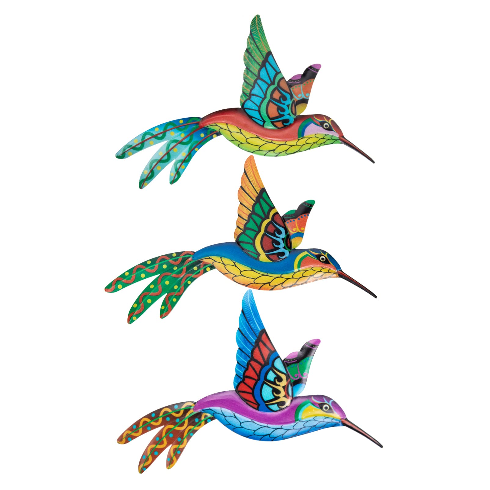Handcrafted Iron Hummingbird Wall Sculpture - Metal Bird Art Decor for Bathroom, Bedroom, Garden & Patio | Outdoor Hanging Decoration in Vibrant Yellow, Blue & Orange | Perfect for Home, Office & Wedding Decor