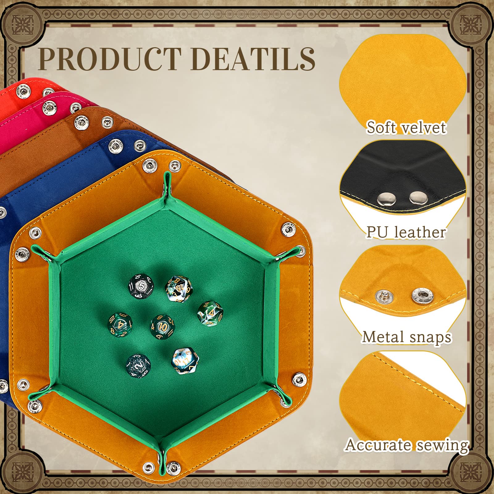 12 Pack Portable Folding Dice Tray - PU Leather & Velvet Dice Rolling Tray for RPG, D&D, Board Games - Compact Storage Box for Tabletop Gaming at Home or Travel