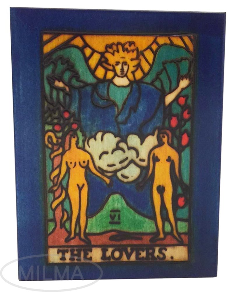 Handmade Polish Linden Wood Tarot Card Keepsake Box - The Lovers Design by MilmaArtGift | Perfect for Tarot Card Storage, Jewelry Organizer & Spiritual Gift