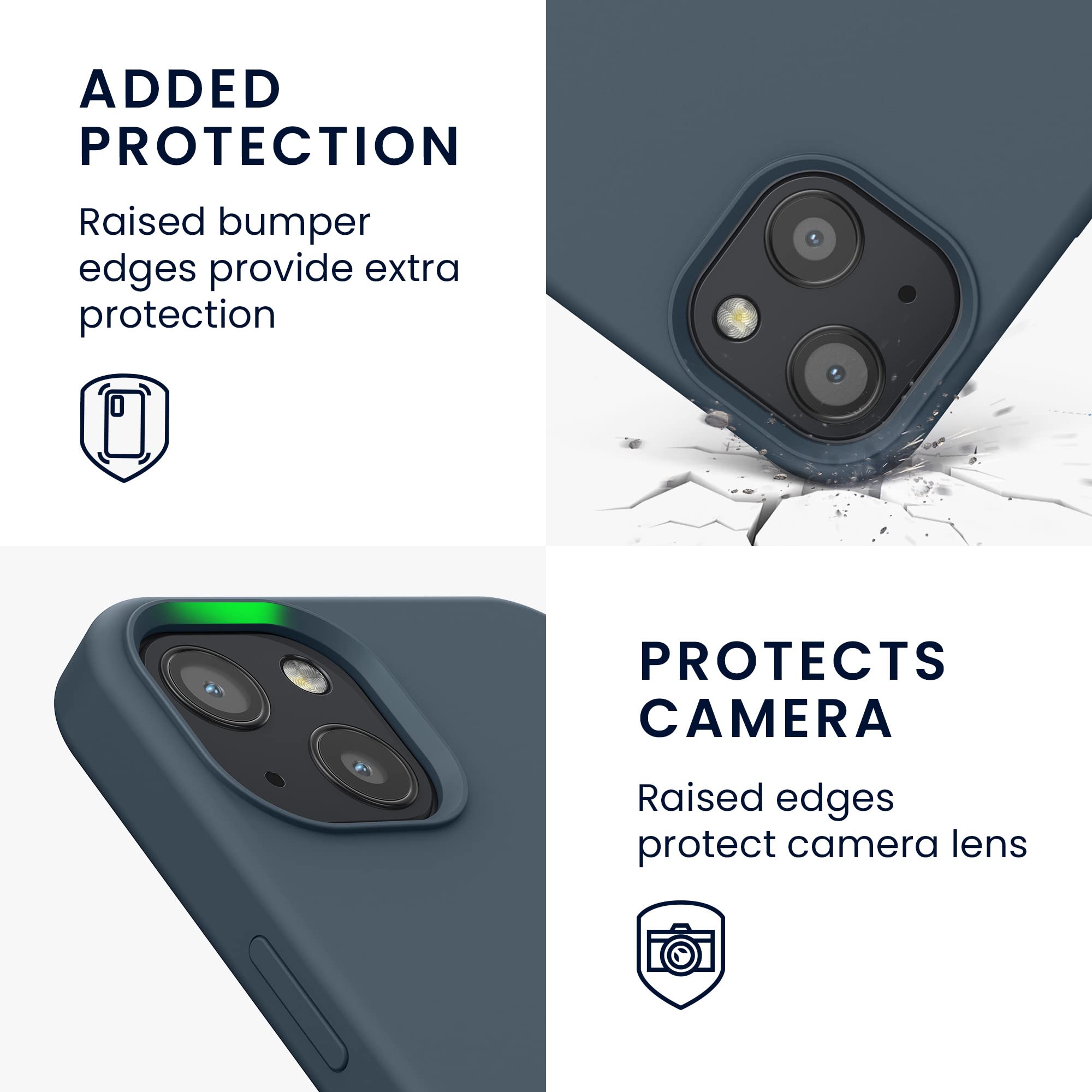kwmobile Shockproof TPU Silicone Case for Apple iPhone 13 - Soft Protective Phone Cover in Dark Slate | Perfect for Everyday Use, Work & Outdoor Activities