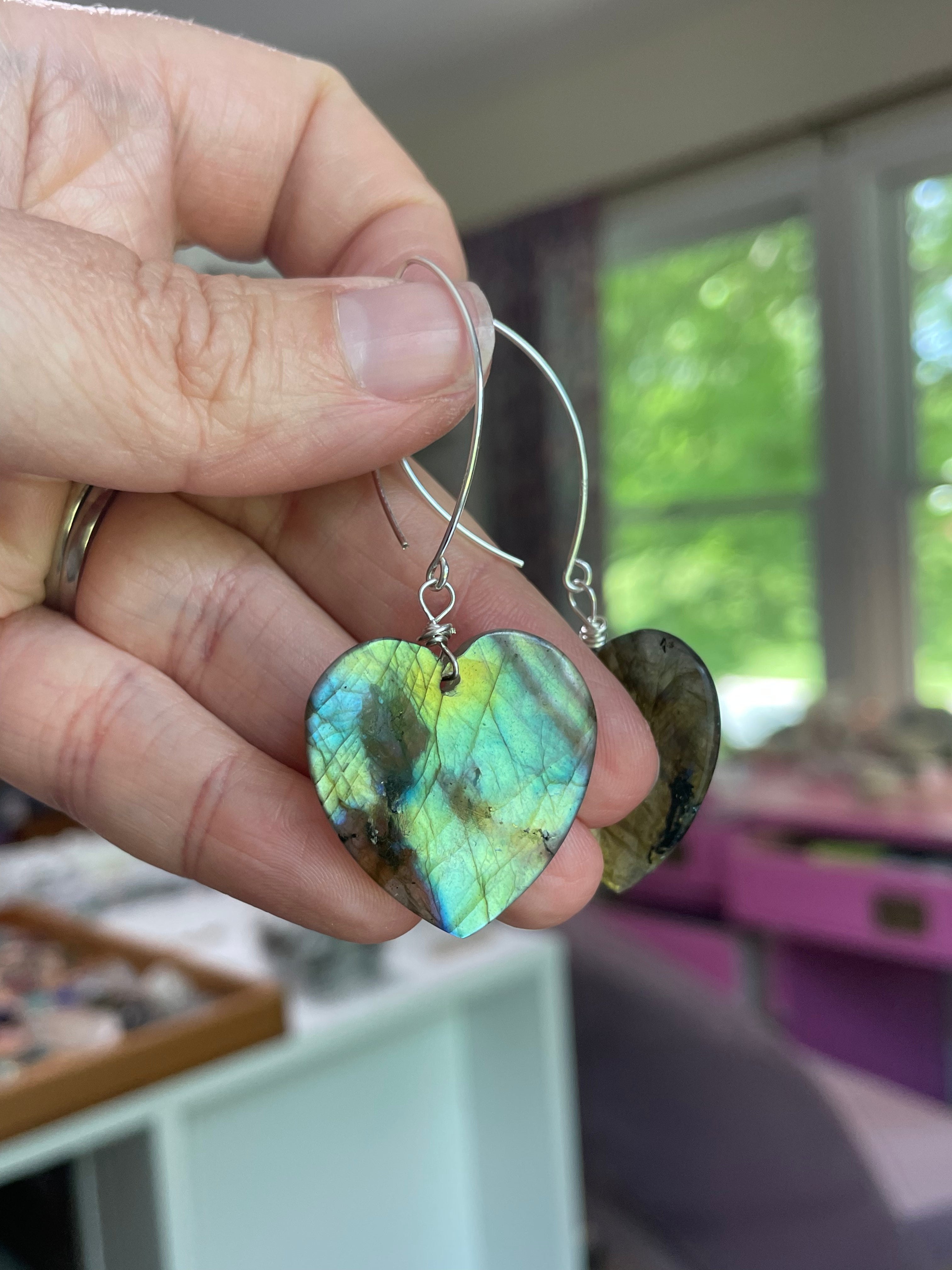 Large Sterling Silver Labradorite Dangle Drop Crystal Earrings for Women | Handmade Boho Chic Jewelry | Perfect for Parties, Weddings & Everyday Wear