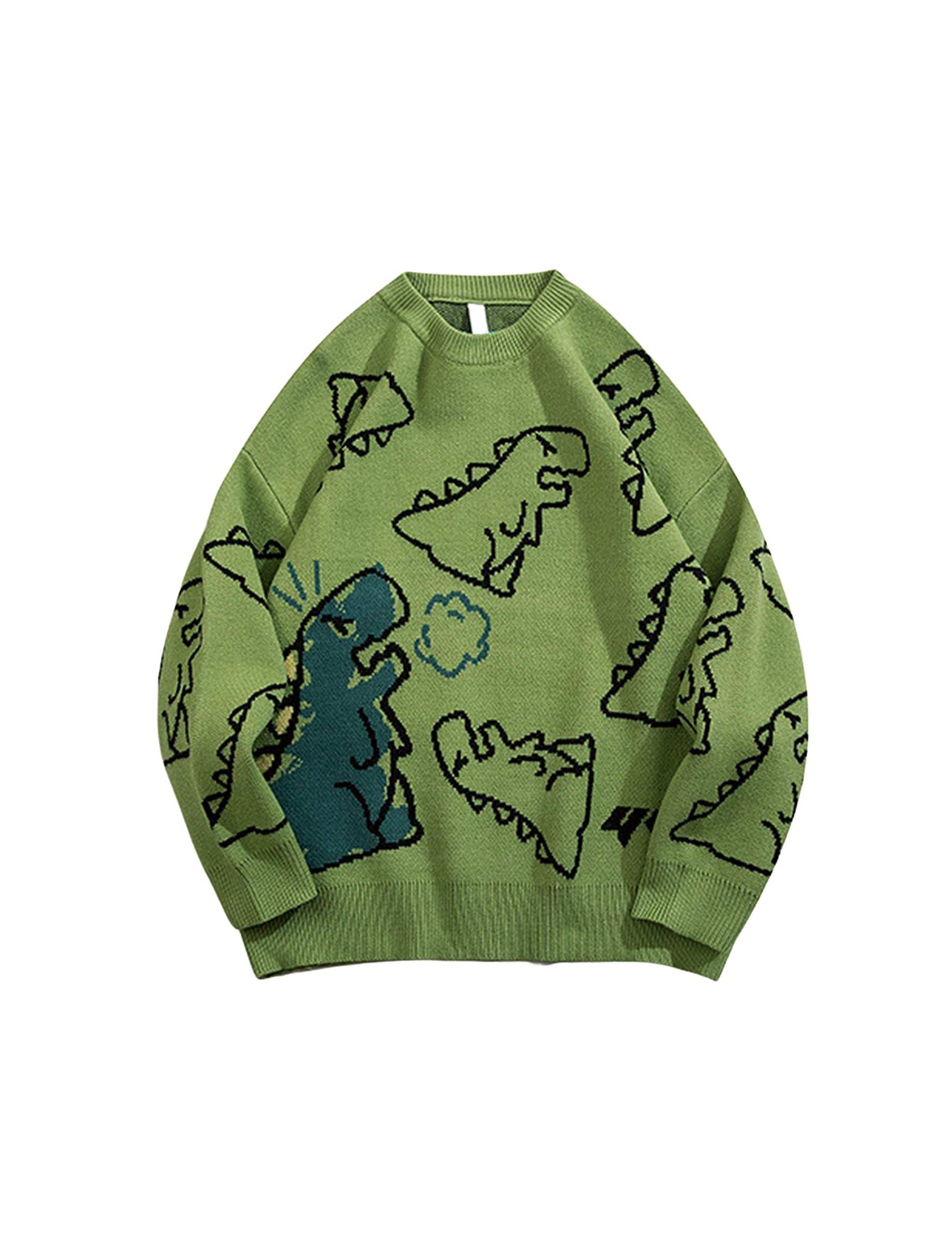 Tanming Women's Dinosaur Knit Sweater - Long Sleeve Round Neck Pullover Top for Women & Couples | Cozy Winter Fashion, Casual Outfit, Christmas Gift Idea