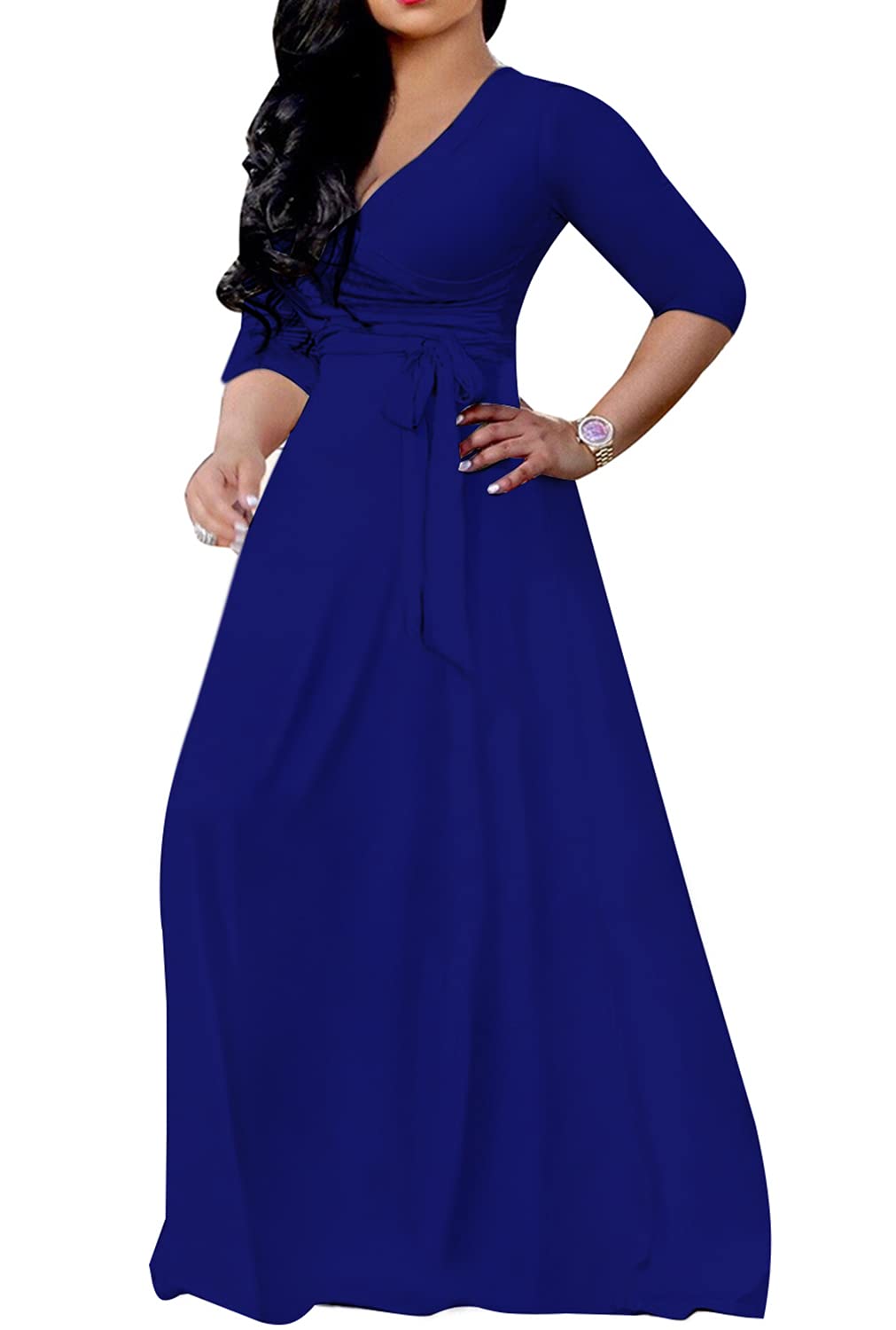JTNFairy Women's Floral Print Long Maxi Dress - Plus Size Casual & Party Outfits - Perfect for Beach Vacations, Summer Weddings & Date Nights