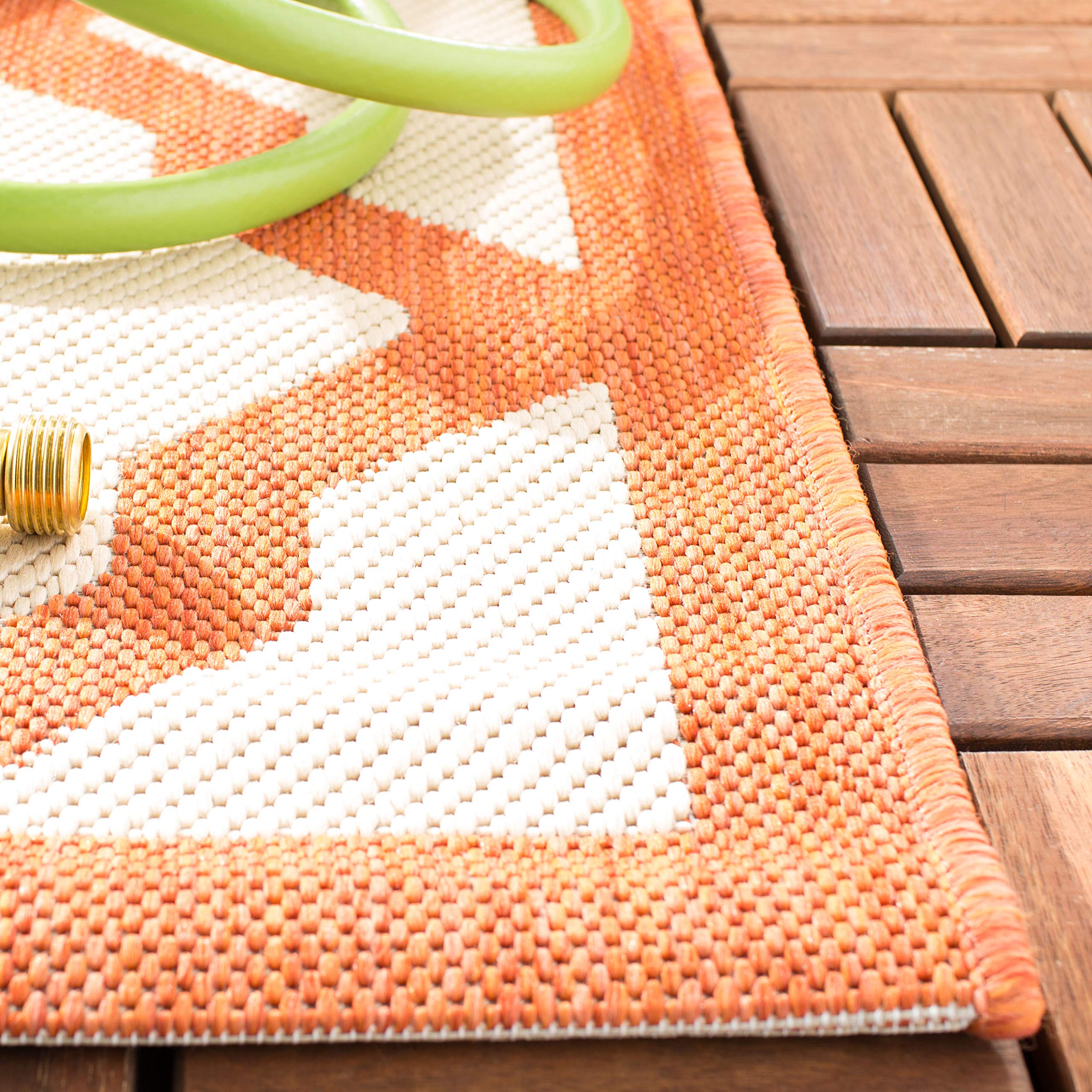 SAFAVIEH Courtyard Collection 8' x 11' Beige/Terracotta Area Rug - Indoor/Outdoor Water-Resistant, Easy to Clean Trellis Design for Patio, Backyard, Mudroom & High-Traffic Areas