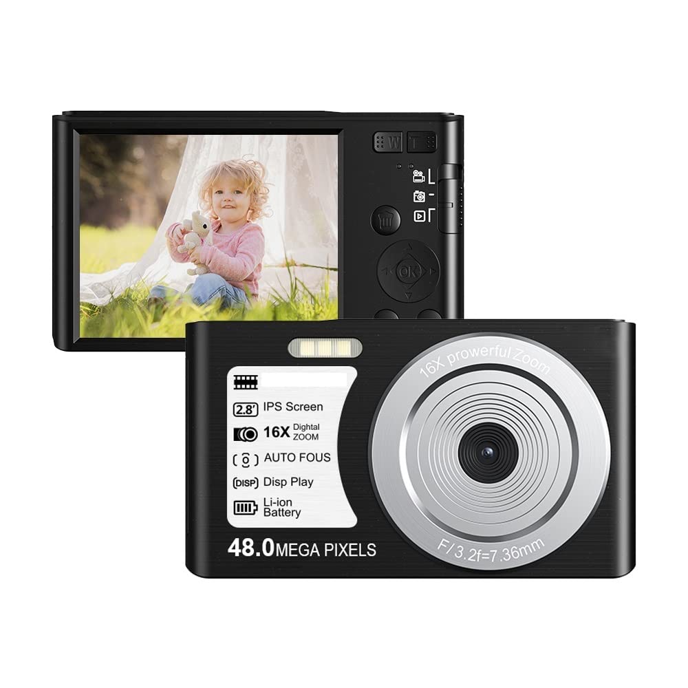 AUBEST 4K 48MP Digital Video Camera Camcorder - Retro Vintage Compact Camera for Photography & Vlogging - Auto Focus Portable Video Recorder with 128GB SD Card (Nero) - Perfect for Travel Vlogging, YouTube Content Creation & Family Events