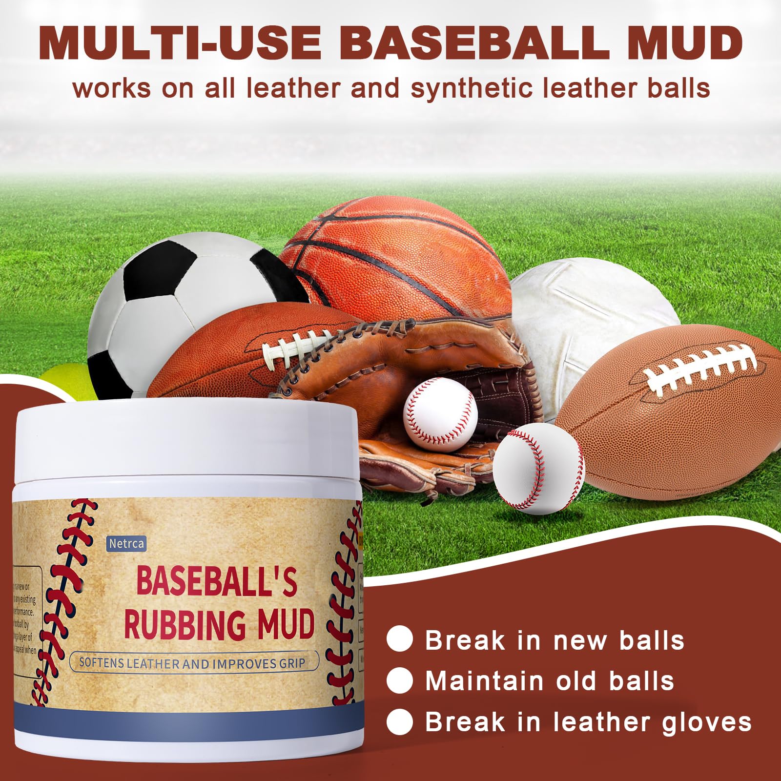 Original Baseball Rubbing Mud - Softens & Darkens Leather, Enhances Grip, Reduces Shine | Game-Ready Formula for Leather & Synthetic Baseballs | Perfect for Pre-Game Prep & Breaking in New Balls