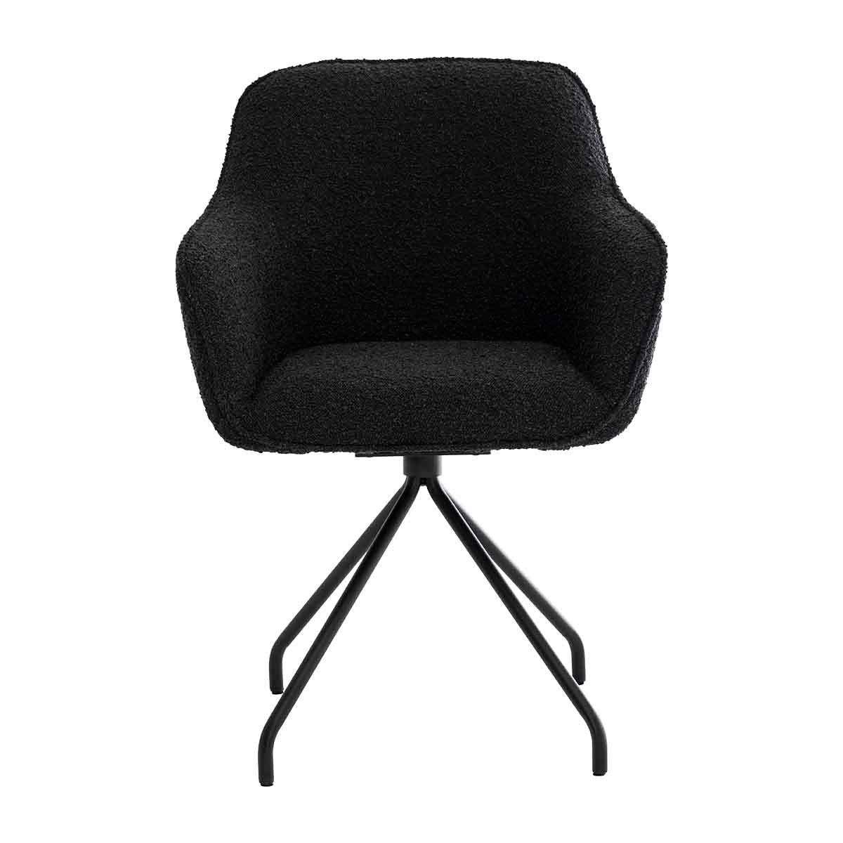 Levi Swivel Boucle Dining Arm Chair - Modern Upholstered Accent Chair for Kitchen, Dining Room & Office - 360 Degree Swivel & Comfortable Seat