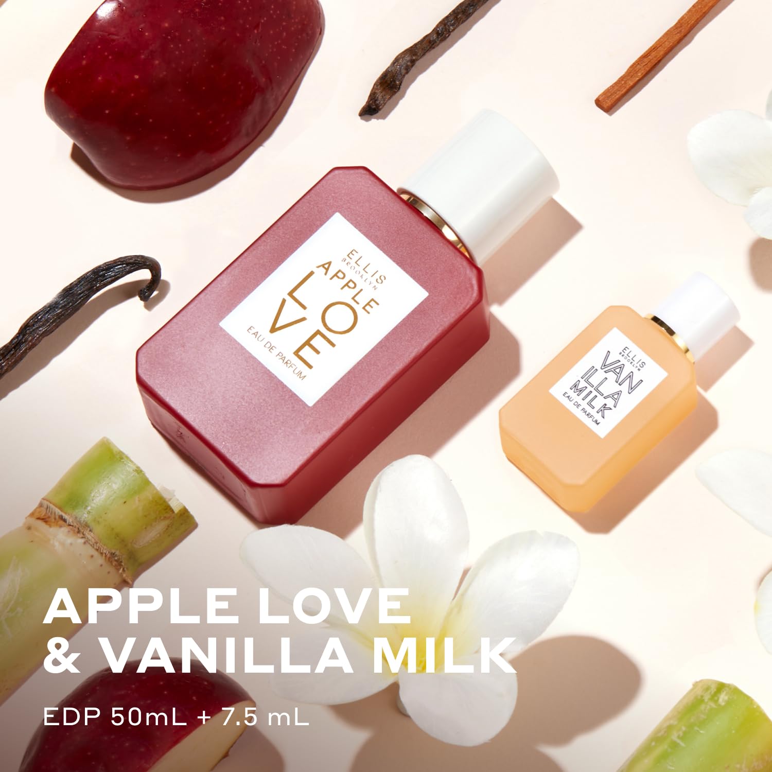 Ellis Brooklyn HEARTBREAKER Perfume Gift Set - 50mL APPLE LOVE Eau De Parfum & 7.5mL VANILLA MILK Eau De Parfum with Black Heart Bag | Romantic Date Night, Anniversary Gift for Her, Valentine's Day Present