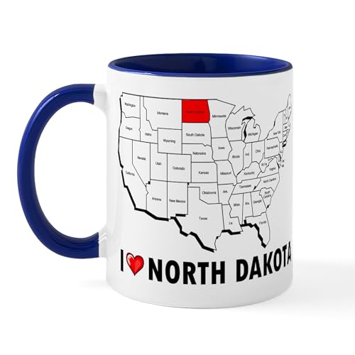 White/Navy Inside - I Love North Dakota Mug