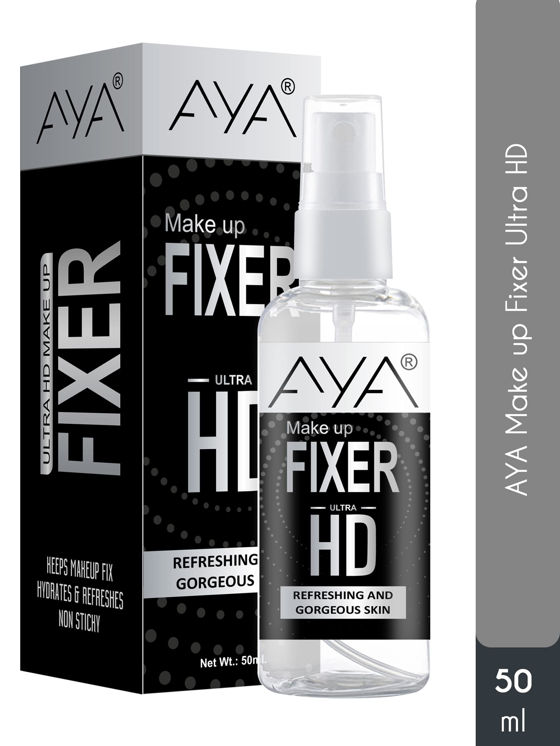 AYA Professional Makeup Setting Spray - Long Lasting Misty Finish, Lightweight & Quick Dry for Face Makeup (Pack of 2, 50ml Each) | Perfect for Bridal, Photography & All-Day Wear