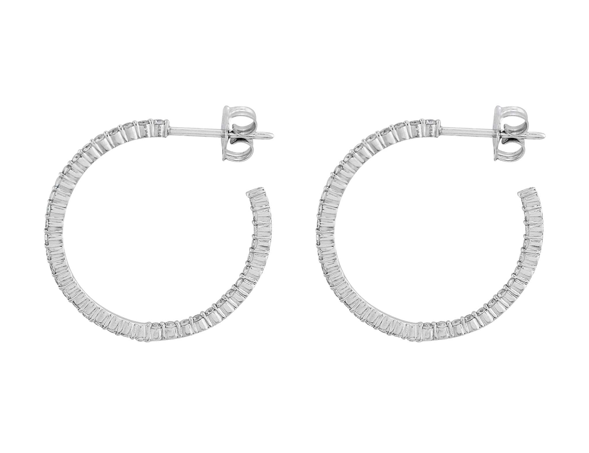 18K White Gold 1 Carat Total Weight Diamond Hoop Earrings for Women - Perfect for Weddings, Parties & Special Occasions