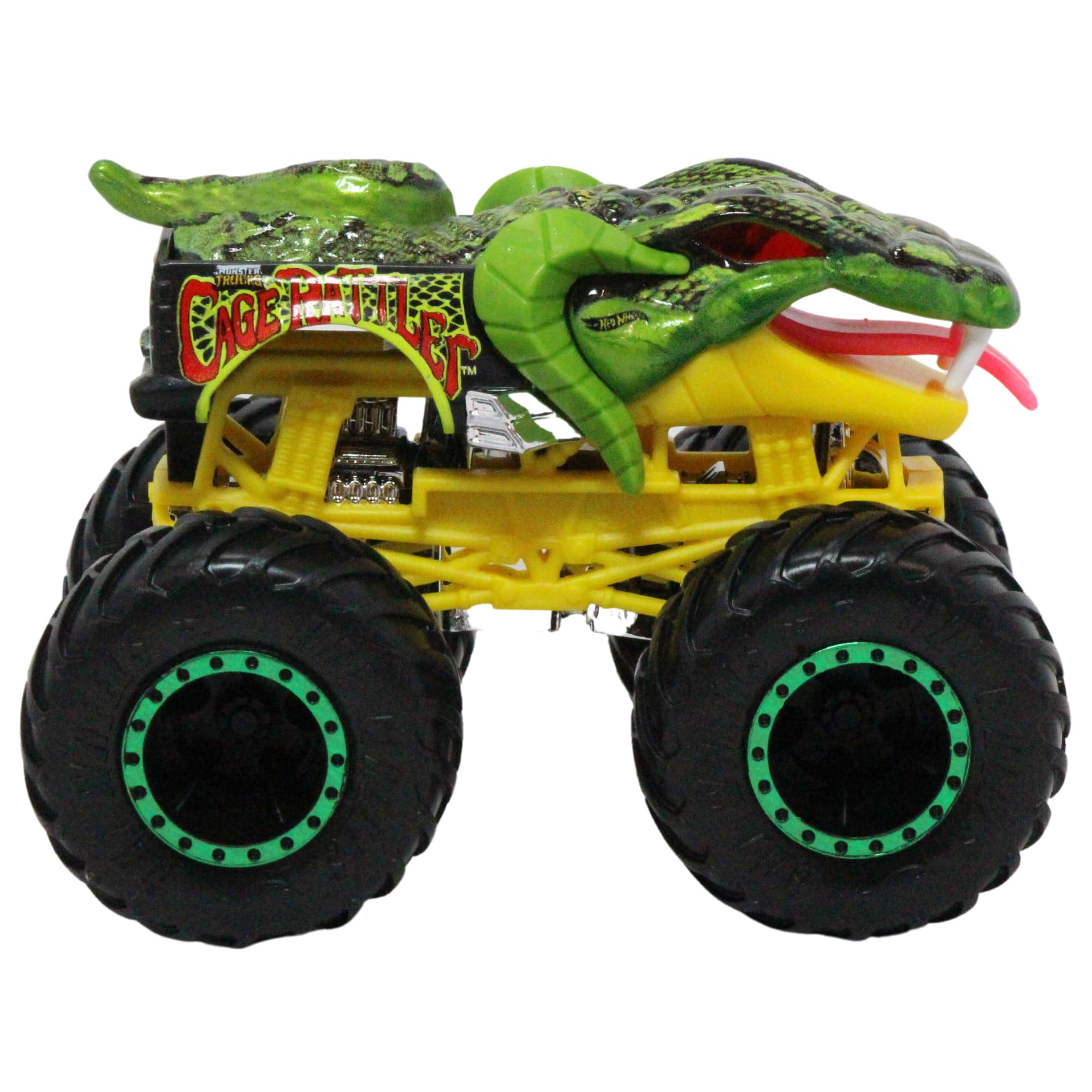 Monster Trucks Cage Rattler with Connect & Crash Car 1:64 Scale Die-Cast Toy for Kids - Perfect for Playtime, Collecting & Racing Battles